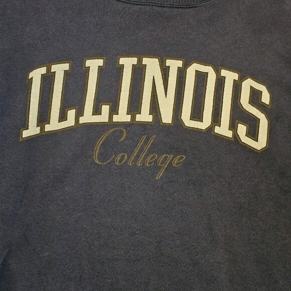 VTG 90s Illinois College Crewneck Sweatshirt Faded Navy Blue Sz XL USA Made - Picture 3 of 9
